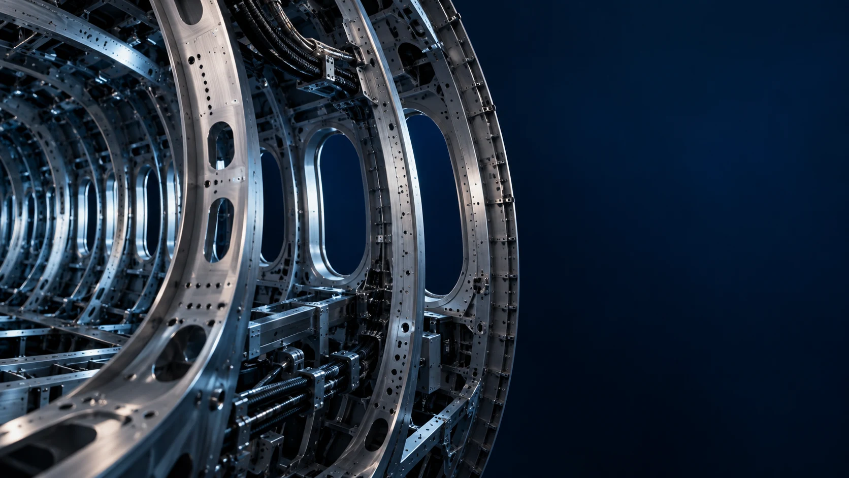 Concept image of the metallic structure inside an aircraft fuselage.